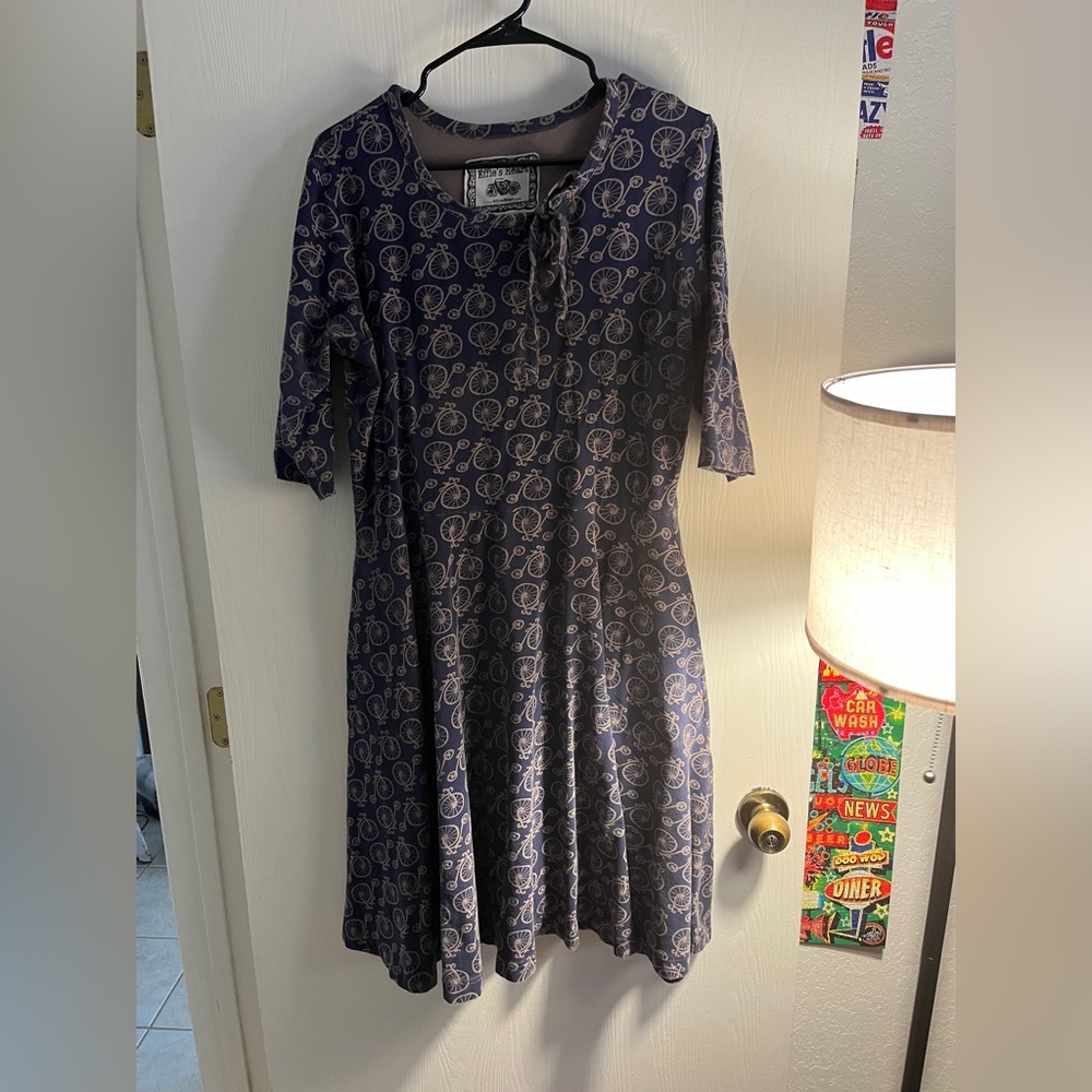 1X Effie’s Heart Keyhole Dress in Bicycle print